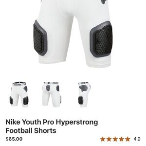 Nike Youth Compression Shorts in White with Black Pads Large